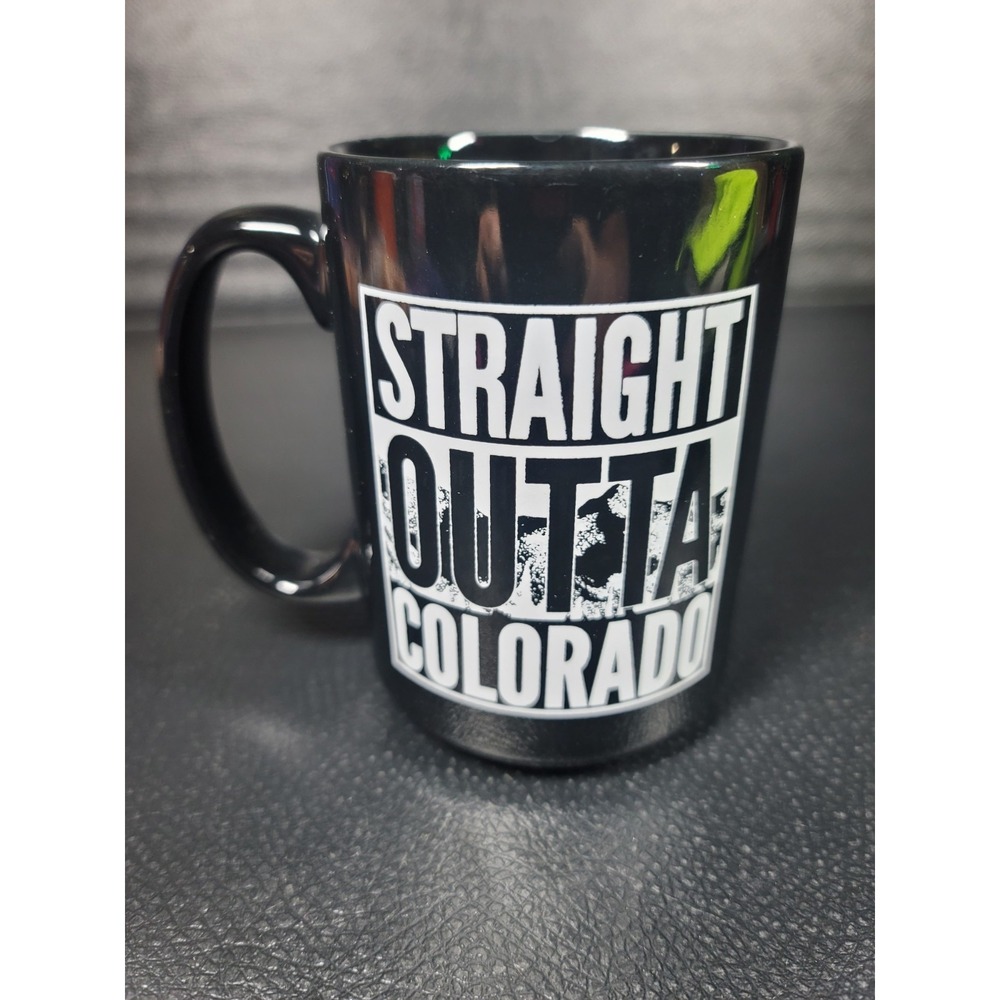 "Straight Outta Colorado"  12oz. Black Glossy Coffee Tea Travel Home Kitchen Mug